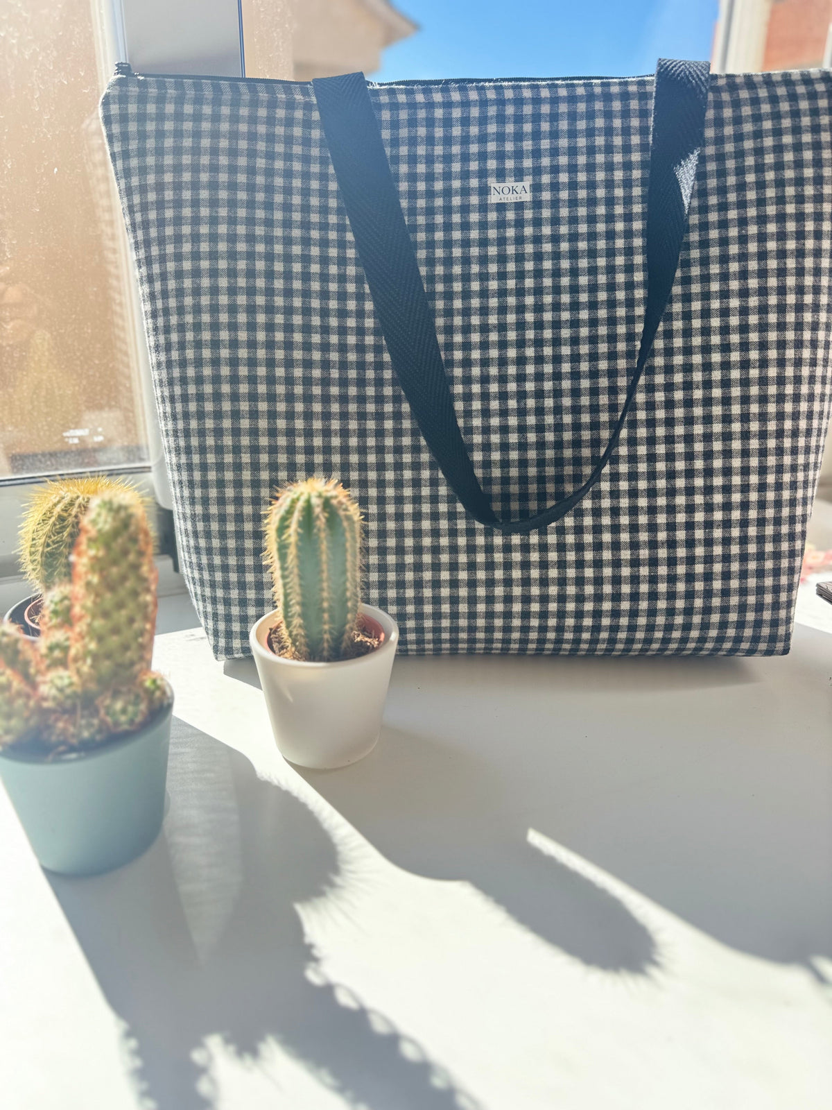 Tote Niebla | Vichy Blanco y Negro