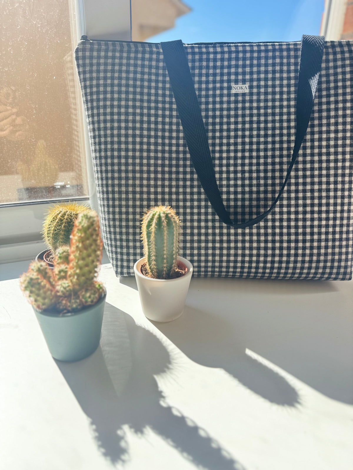 Tote Niebla | Vichy Blanco y Negro