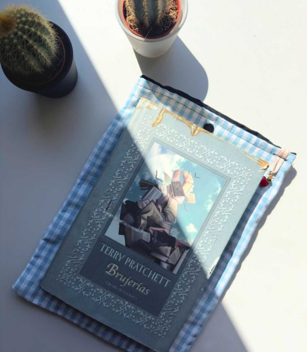 Funda Libro Vichy azul