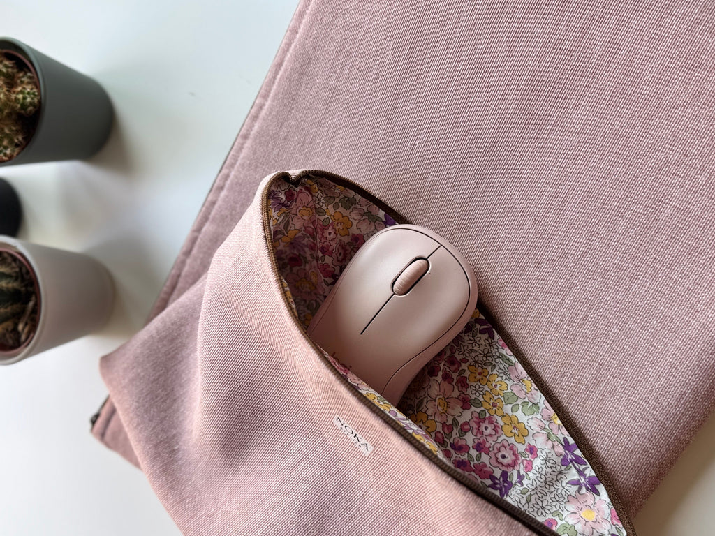 Funda ordenador + Neceser Rosa