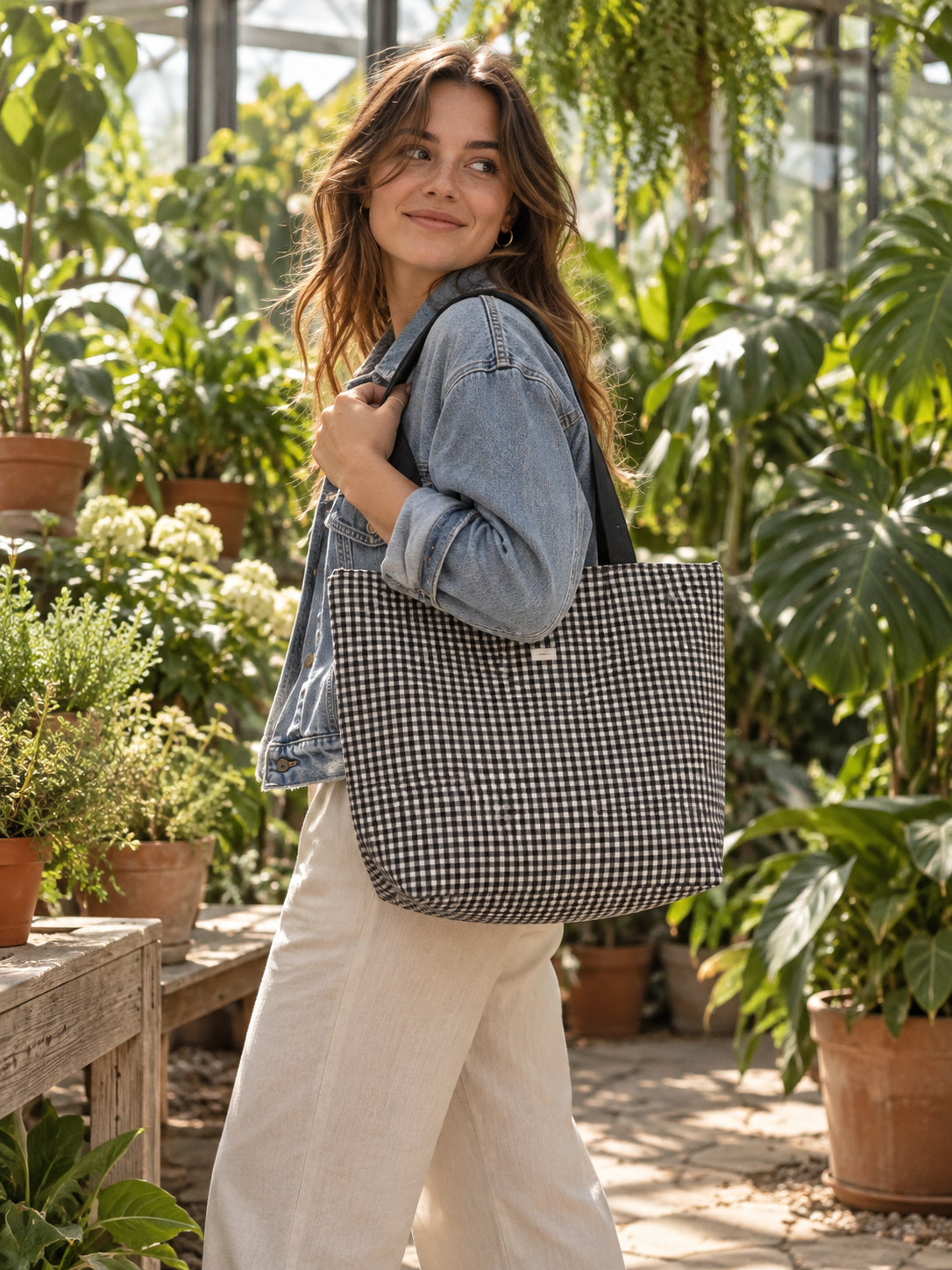 Tote Niebla | Vichy Blanco y Negro