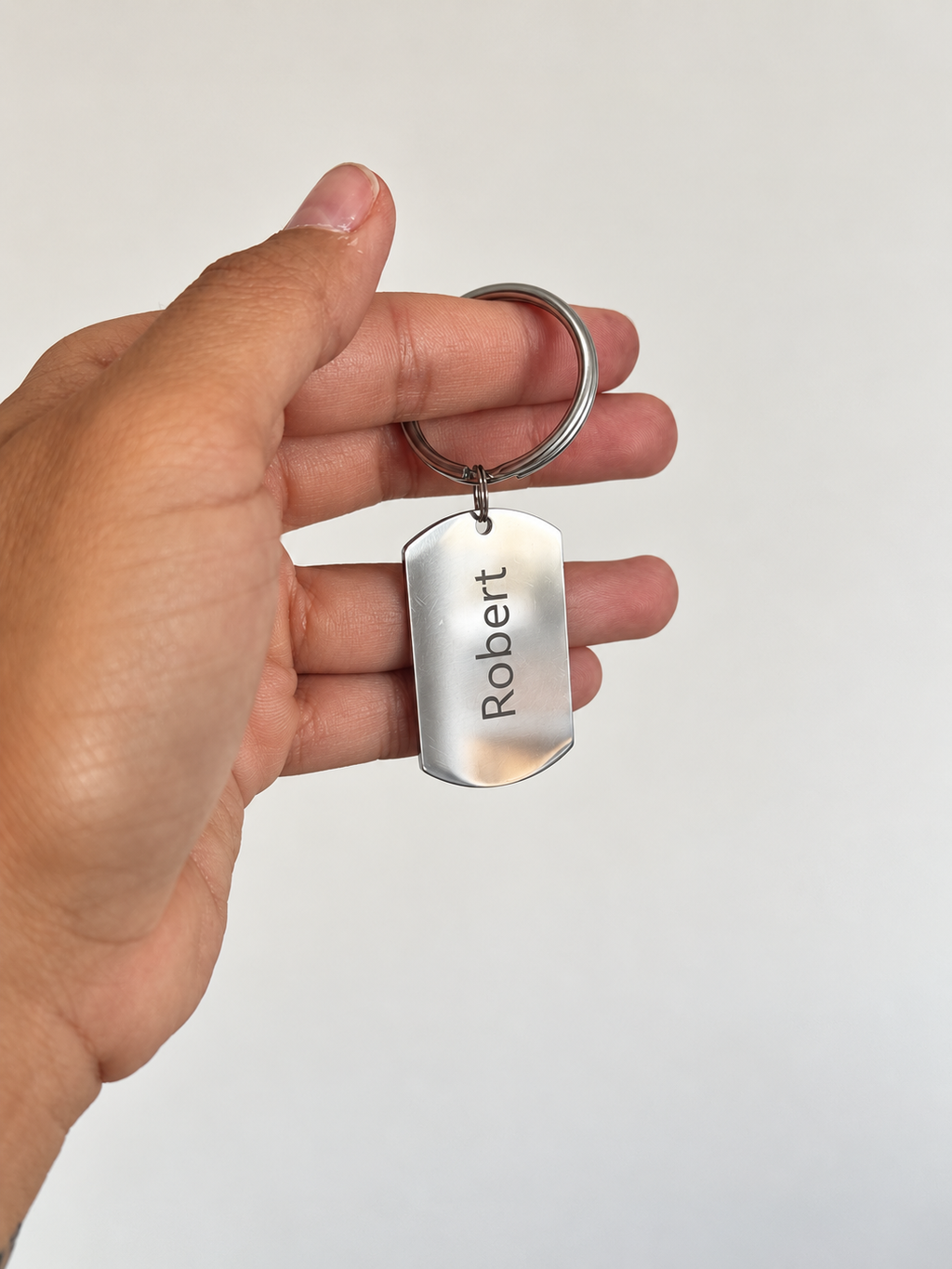 Llavero personalizado de acero inoxidable — Rectangular