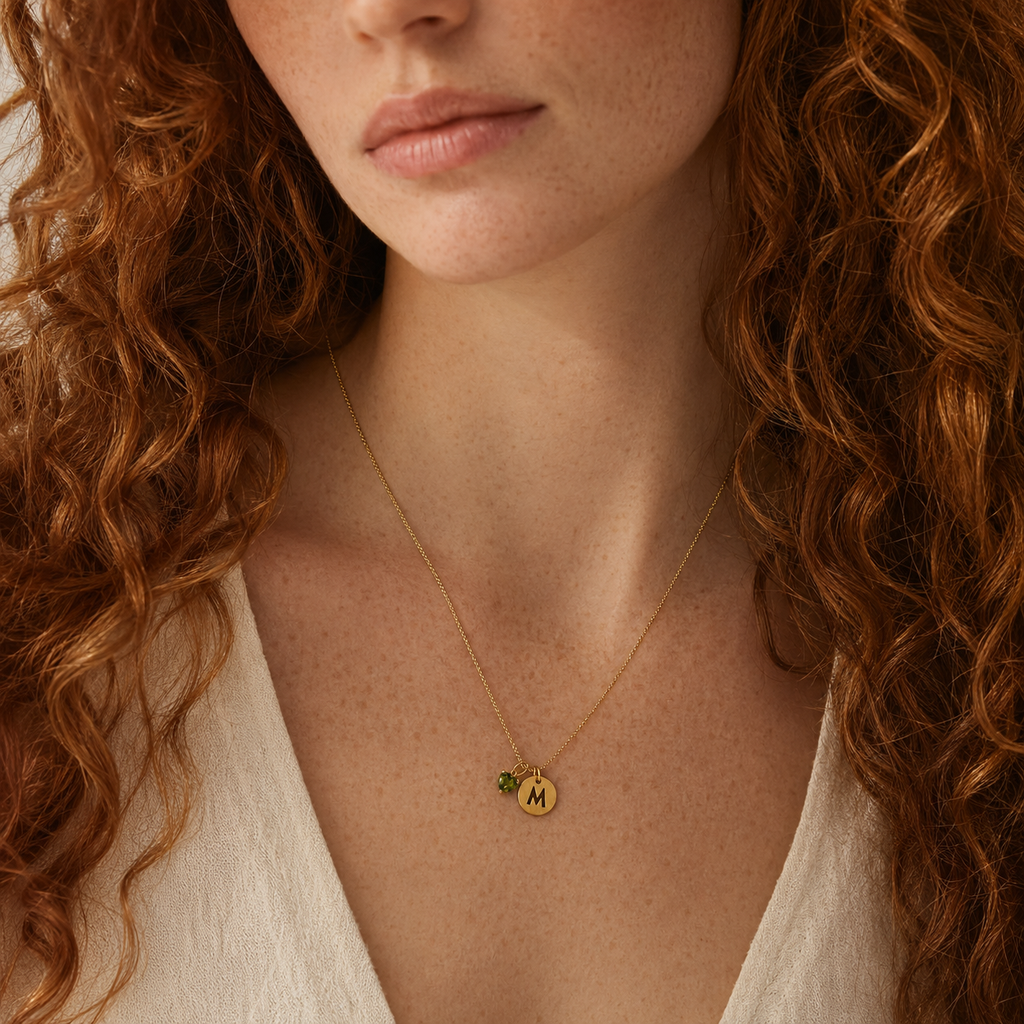 Collar Latido · Inicial y corazón verde