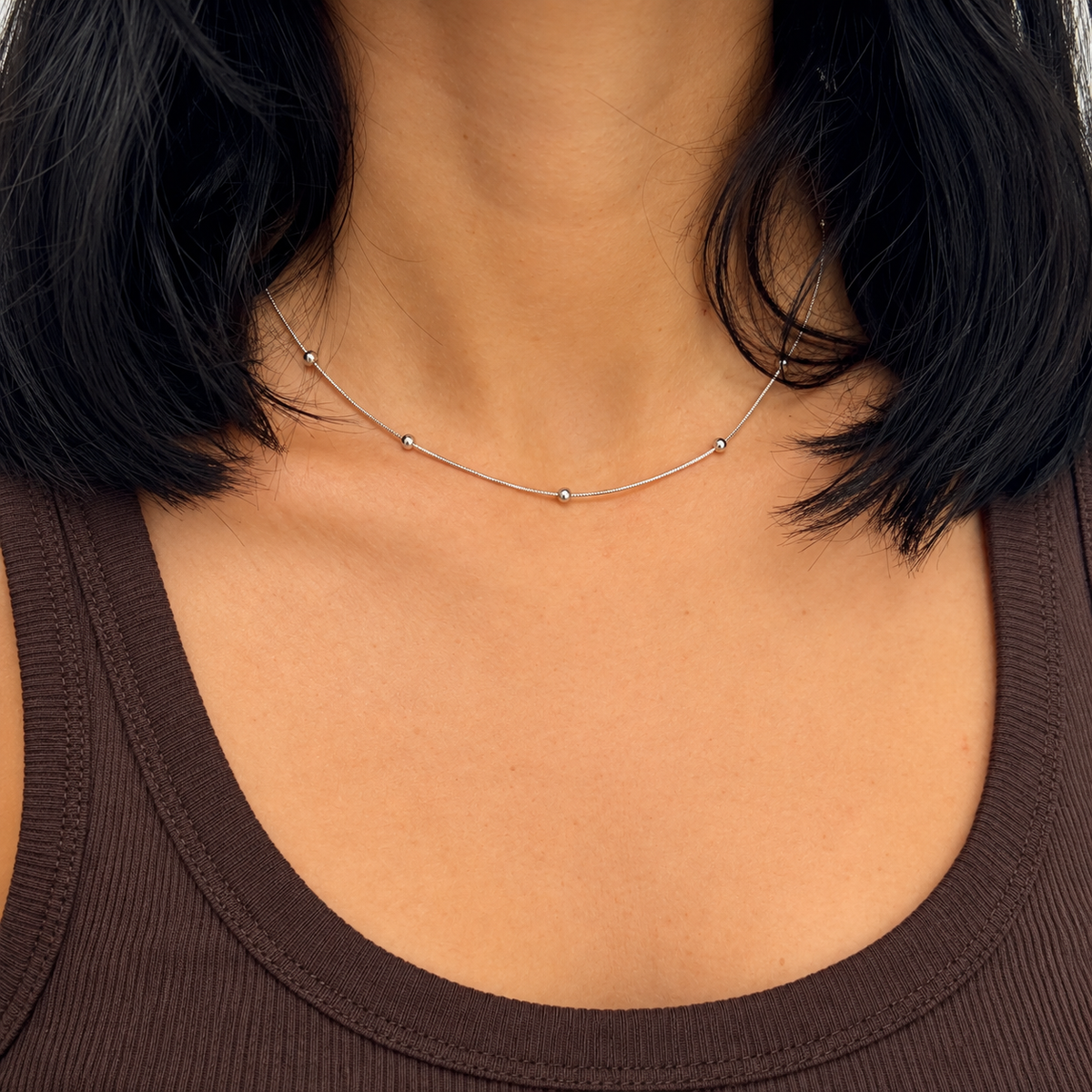 Collar de bolitas de acero inoxidable